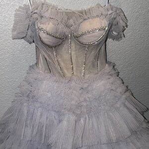 Elegant Gray Ruffled Dress